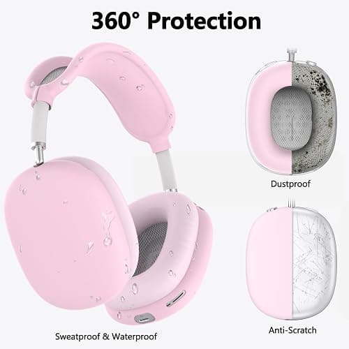 Silicone Case Cover for AirPods Max, Ear Pad Case Cover/Ear Cups Cover/Headband Cover for AirPod Max Headphones, Accessories Soft Silicone Protector for Apple AirPods Max New USB-C (2024) (Pink) thumbnail 4