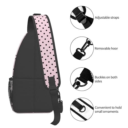 Polkadots Pink Pattern Print Sling Bag for Men Women, Crossbody Bags Chest Bag Daypack Sling Backpack for Travel Hiking thumbnail 5