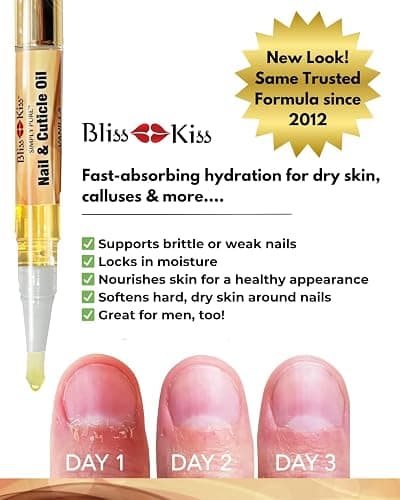 Bliss Kiss Simply Pure Cuticle Oil Pen, Vanilla, 1 Count | Jojoba-rich formula helps soften dry cuticles and condition brittle, peeling, break-prone nails; precise brush, 2 ml. thumbnail 7