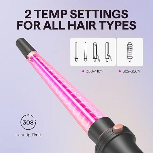 Wavytalk 5 in 1 Curling Iron with Thermal Brush,Flat Iron,Versatile Styling | Interchangeable Curling Iron Set(0.5”-1.25"), Ceramic Curling Iron, Less Damage, Fast Heating Wand Curling Iron, Dual Voltage thumbnail 8