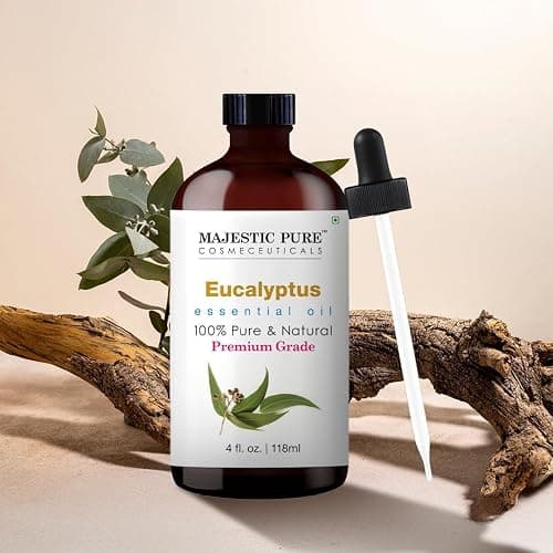 Majestic Pure Essential Oil with Glass Dropper - 100% Pure and Natural - Essential Oils for Diffuser, Aromatherapy, Soap and Candle Making, Eucalyptus Essential Oil, Eucalyptus Oil, 4 Fl Oz | Eucalyptus Oil, Essential Oils, for Hair Care, Home Diffusers, Skin, Aromatherapy, Massage, Humidifiers, 4 Fl Oz thumbnail 5