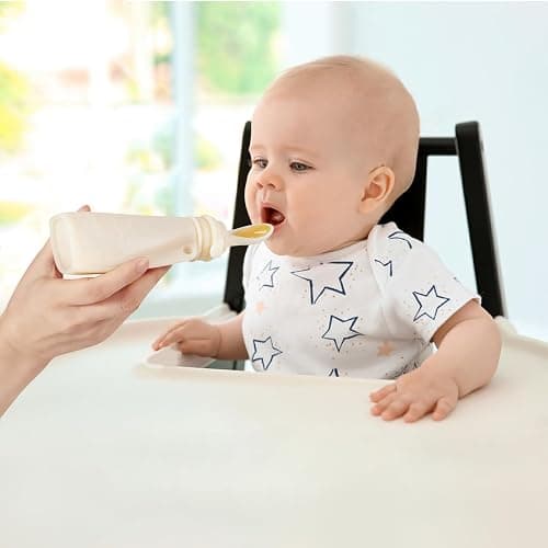 PandaEar 3 Pack Silicone Baby Food Pouches, Reusable Squeeze Pouches for Toddler Kids with 3 Silicone Puree Feeder Spoon, BPA-Free Silicone Refillable Baby Food Storage, 5 oz thumbnail 2