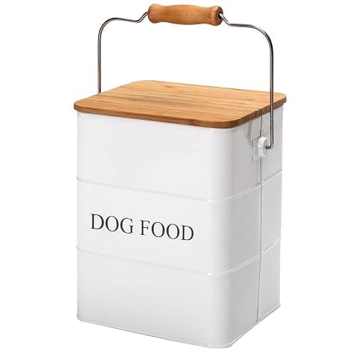 Yomjarl Farmhouse Dog Food Storage Container,6L Dog Food Canisters,Pet food Container Hold 5~6lbs Dog Food Treats,Airtight Dog Puppy food Storage with Lid and Scoop,Kibble Container Countertop-White… - Image 1