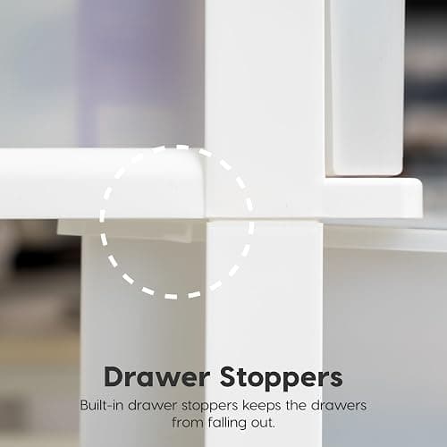 IRIS USA Plastic Drawer Storage Organizer Rolling Cart, with Wheels Casters, 3-Drawers, for Art Craft Supplies Bathroom Dorm Bedroom Laundry Room, Wide, White thumbnail 5
