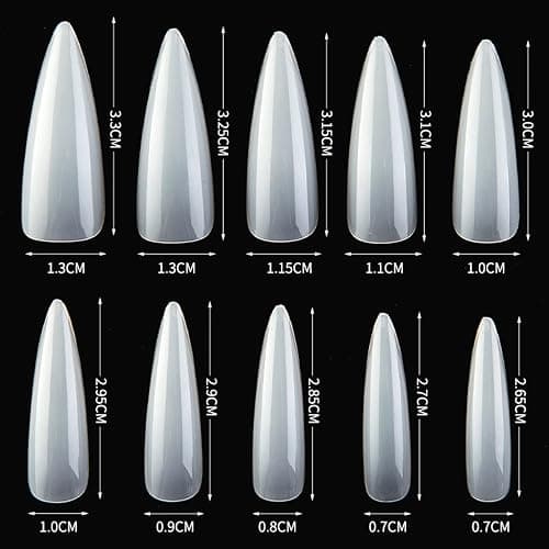 Colored Long Stiletto Press On Nails Full Cover Pointys False Nails Artificial Fingernails For Women Girls Acrylic Nail Design Salon Manicure Extension Tip Nails Coffin Shape (Clear, One Size) thumbnail 6