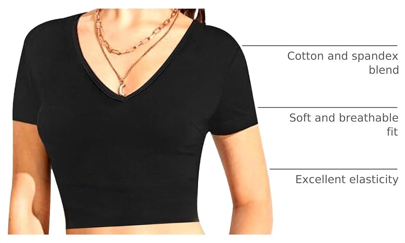 1 & 9 Crop Tops for Women Short Sleeve V Neck Sexy Going Out Tops Cute Shirts Basic Tees for Women's Summer Y2k Fashion thumbnail 4