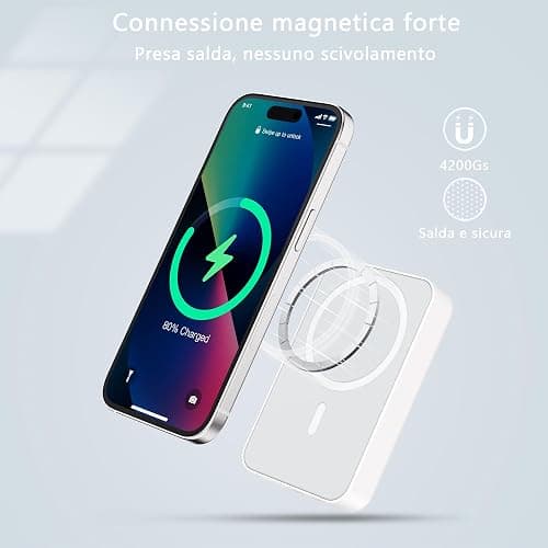 Liverchy Power Bank Magnetico for Magsafe - Compatibile con iPhone 16 15 14 13 12 Series Wireless Caricatore 10000mAh Portatile Powerbank Battery Pack Caricabatterie Rapida Batteria Esterna thumbnail 3