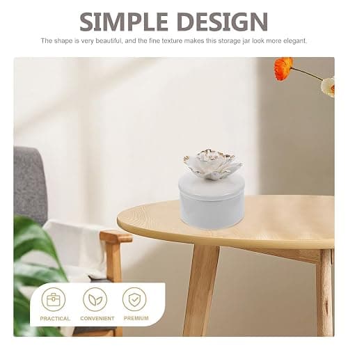 KALLORY Ceramic Jewelry Box with Lid Small Round Floral Trinket Organizer White Necklace and Ring Holder Decorative Storage for Home thumbnail 7