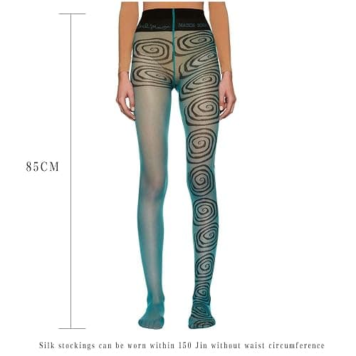 Aonoapll Women Y2k Printed Tights Mesh Pantyhose Stockings Vintage Floral High Waist Skinny Leggings Streetwear thumbnail 6