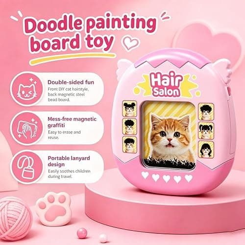 2-in-1 Cat Magnetic Drawing Board - DIY Hair Styling Toy | Magnetic Cat Hairstyle Toy,Funny DIY Cat Hair Style DrawingBoard with Stylus Pen,Portable Stress Relief Toys thumbnail 6