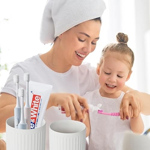 White Toothbrush Holders for Bathrooms - 2 Cups Ceramic Toothbrush Toothpaste Holders Set, White Bathroom Tumbler Cups Reusable Toothbrush Mouthwash Cup, Bathroom Counter Organizer. - Warm White - 2pcs thumbnail 2