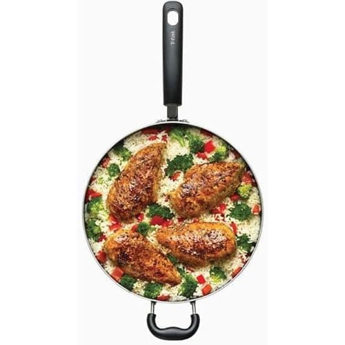 T-Fal Specialty Nonstick Saute Pan with Glass Lid 5 Quart, Oven Broiler Safe 350F, Cookware, Deep Frying Pan with Handle, Skillet, Kitchen, Pots and Pans, Dishwasher Safe, Black thumbnail 3