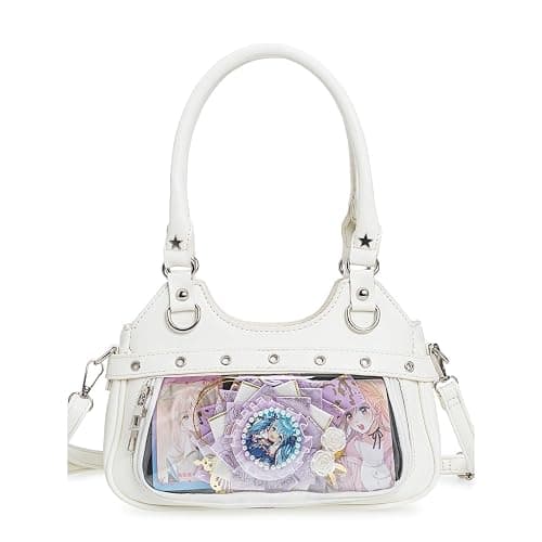 KeAiDMon Anime Ita Bag PU Leather Shoulder Bag with Display Window, Studded Handbag with Adjustable Strap thumbnail 2