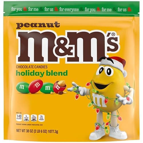 M&M'S Peanut Milk Chocolate Candy, Christmas Stocking Stuffers, Bulk Christmas Candy 38 oz Bag thumbnail 4