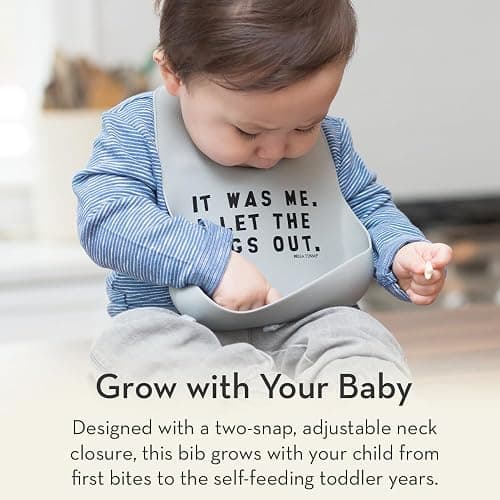 Baby Bib for Eating by Bella Tunno, Waterproof Silicone Bib with Large Food Catcher, Adjustable Fit for Babies 4-12 months & Toddlers 1-3 Years, Boys & Girls, Cheeks For Weeks thumbnail 4
