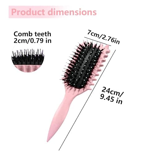 Curl Brush - Define Styling Brush with Prongs, for Combing and Shaping Men's and Women's Curls to Reduce Pulling and Curl Separation (Pink, 24cm) thumbnail 4