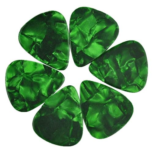 Celluloid Green Pearl Guitar Or Bass Pick - 1.5 mm Ultra Heavy Gauge - 351 Shape - 3 Pack - 1.5mm - 3 Pack - Green Pearl thumbnail 2