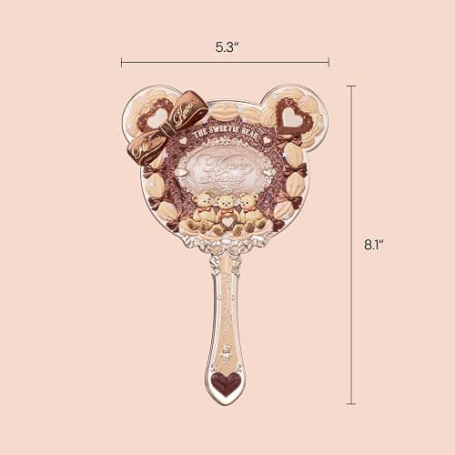 Flower Knows The Sweetie Bear Hand Mirror,Vintage Portable Handheld Mirror,Fancy & Pretty Princess Mirror with Long Handle,Gift for Girls(Carmal Brown) thumbnail 3