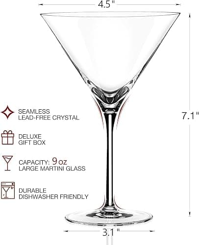 LUNA & MANTHA Martini Glasses, Martini Cocktail Glasses for Margarita, Manhattan, Cosmopolitan, Espresso, Home Bar, Evening Parties, Birthdays, Housewarming Gift,Set of 4-9oz thumbnail 3