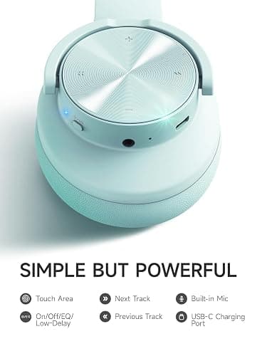Picun B8 Bluetooth Headphones Over Ear, 120H Playtime Wireless Headphones with 3 EQ Modes Low Latency, Hands-Free Calls, Deep Bass Headphones for Travel Home Office Cellphone PC (Cyan) - Cyan thumbnail 7