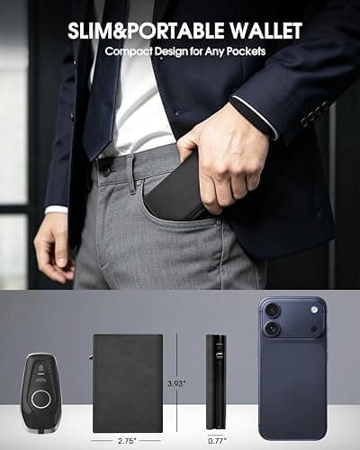 GAOCHALE Wallet for Men Pop up Card Holder, Smart, Slim, Minimalist Design for Front Pocket, Premium RFID Blocking, 10-14 Card Capacity | ID Window | Cash Slot(Black) thumbnail 5
