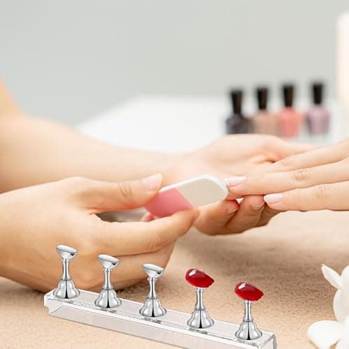 2 Stück Nail Stand,Nagel Halter,Nagel Übungsständer,Nail Holder,Nagelständer Halter,Nagel-Stander,Mit Acrylbasis,Hergestellt Aus Metall,Geeignet Für Nagelstudio,Heimgebrauch thumbnail 7