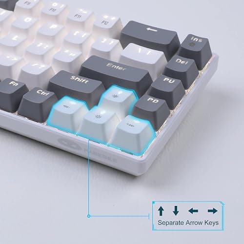 MageGee Portable 60% Gaming Mechanical Keyboard, Minimalist MK-Box Ice Blue Backlit Compact 68 Keys Wired Office Keyboard with Red Switch for Windows Laptop PC Mac Convenient(Gray & White) thumbnail 2