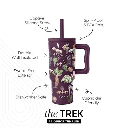 Simple Modern Harry Potter Kids 24 oz Tumbler with Handle and Silicone Straw Lid | Spill Proof and Leak Resistant | Reusable Stainless Steel Bottle | Gift Kids Boys Girls | Trek Collection | Herbology - Harry Potter: Herbology - 24oz | Side Handle - 24oz | Side Handle thumbnail 3