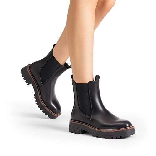 DREAM PAIRS Women's Chelsea Ankle Boots Square Toe Fashion Low Heel Lug Sole Platform Fall Booties Shoes thumbnail 6