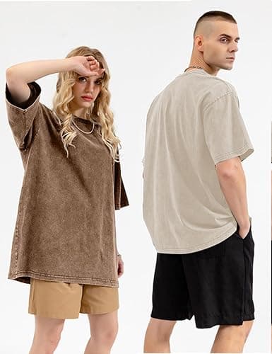 Arssm Men Oversized T Shirts Vintage Tee Loose Fit Short Sleeve Casual Streetwear Baggy Washed Unisex Tops thumbnail 4