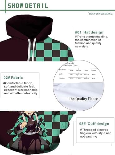 AONUOWE Slayer Hoodie Kimetsu no Yaiba 3D Printed Anime Hooded Sweatshirt Pullover Tops Outerwear for Men and Women thumbnail 4