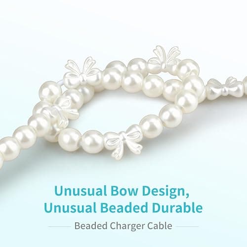 For iPhone Charger Cord USB to Lightn-ing Phone Charger Cable for iPhone 14 | [MFi Certified] 60W Beaded Pearl Fast Charging Cable 3FT USB A to iPhone for iPhone 14 13 12 11 AirPods 1/2 iPad 9th thumbnail 4