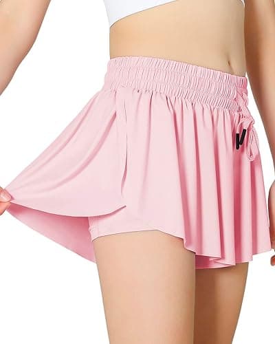 Girls Butterfly Shorts Kids Flowy Short Running Girl's Skirts Athletic Skorts with Pocket - Image 1