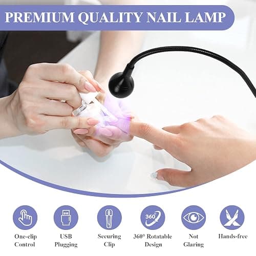  U V LED Nail Lamp – Mini Led Nail Lamp Gel Lamp for Nails with Securing Clip Rotatable Led Light for Nails for Curing Gel Polish U V Nail Gels Manicure Home DIY, Black thumbnail 6