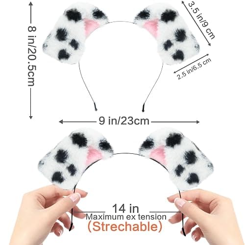Beviliu Animals Ear Realistic Dalmatian Dog Ears Headband Fluffy Cat Bunny Pig Hairband Halloween Christmas Costume for Washing Makeup Cosplay Party thumbnail 6