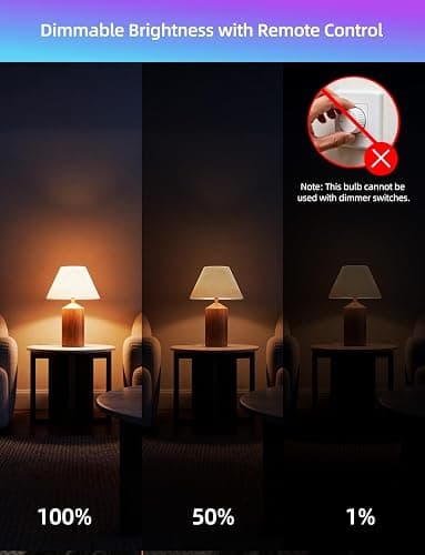 ILC Colour Changing Light Bulbs 85W Equivalent, Remote Control Light Bulb 2700K Warm White, LED RGB Light Bulb 6 Modes, Timing, Sync, E26 Screw Base (2 Pack) thumbnail 6