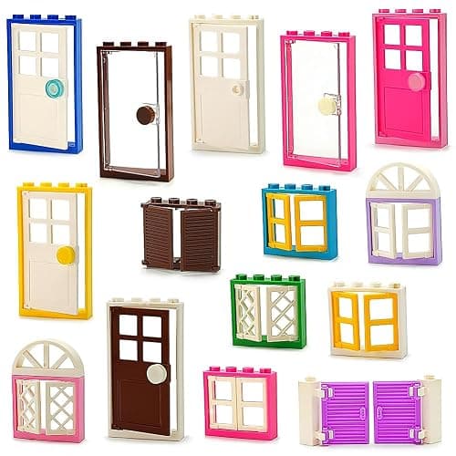 110 Pieces Doors,Windows,Fencesand Light for MOC Creative Building BlockToys Set Street House Decoration Compatible with Classic Brick for Kids Age 6 8 10 12 Years thumbnail 9