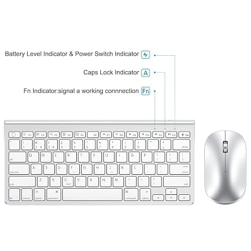 OMOTON Bluetooth Keyboard and Mouse Set Compatible with all iPad Series. With Foldable Bracket, Light and Easy to Carry, Suitable for Business Travel/Home/Office, Silver thumbnail 8
