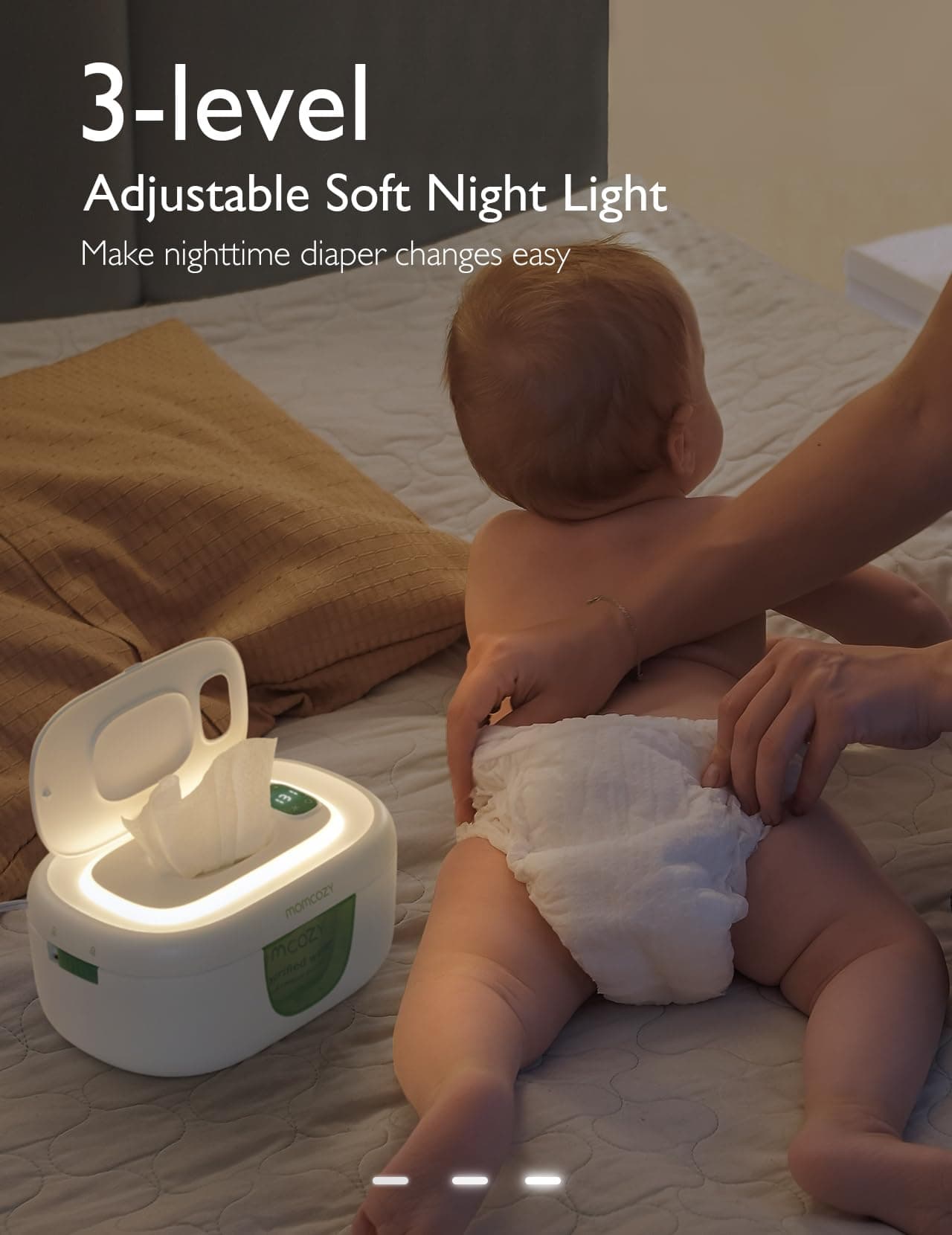 Momcozy Baby Wipe Warmer, Innovative Spring Design, Large Capacity Wipes Dispenser, Fast and Even Heating, 4 Modes of Temperature Heating Control, Diaper Wipe Warmer with Night Light thumbnail 4