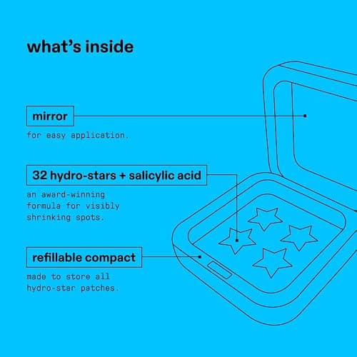 Starface Hydro-Star + Salicylic Acid Pimple Patches and Big Blue Compact, Helps Shrink and Soothe Deeper Spots, Cute Star Shape, Vegan, 32 count thumbnail 5