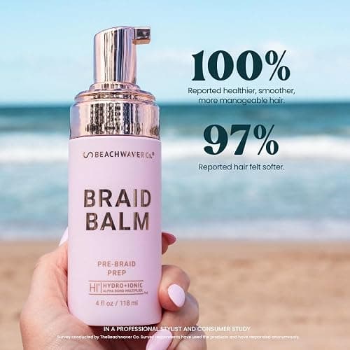 The Beachwaver Co. Braid Balm Pre-Braid Prep - Full Size (4 Fl Oz) | Frizz-Taming Primer Foam | Strengthen and Reduce Flyaways w/HiX Vegan Bond Multipliers - For All Hair Types | Bondi Beach Day thumbnail 10