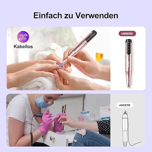 COSLUS Kabellos Tragbar Nagelfräser, 11 in 1 Profi Maniküre und Pediküreset, Nagelfeile für Gelnägel und Acrylnägel, Nagelformen, Entfernen von Hornhaut thumbnail 2