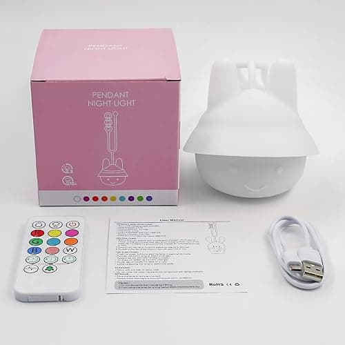 Baby Night Light for Car Seat- Dimming Function 9 Colors Changing Eye Caring Portable Rechargeable & Timing Bedside Lamp Light Up Toddler Bed Room Travel Essentials Squishy Silicone Infant BPA Free thumbnail 9