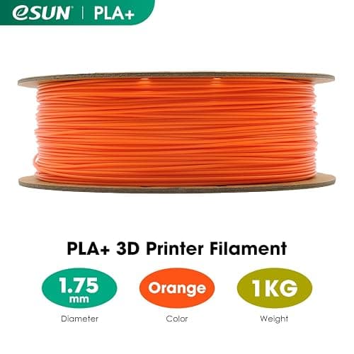 eSUN PLA+ Filament 1.75mm, Enhanced Toughness 3D Printer Filament PLA Plus, Dimensional Accuracy +/- 0.03mm, 1KG Spool (2.2 LBS) 3D Printing Filament for 3D Printers, Orange thumbnail 2