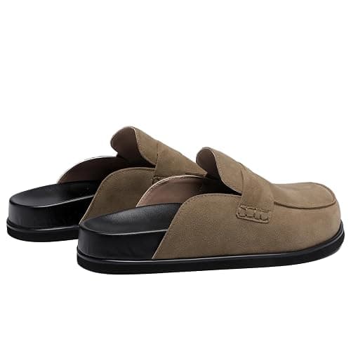 RBRKGNH Brown Clogs for Women Comfortable Suede Platform Slip on Backless Closed Toe Mules Womens Clog Slipper Penny Slides Shoes. thumbnail 8