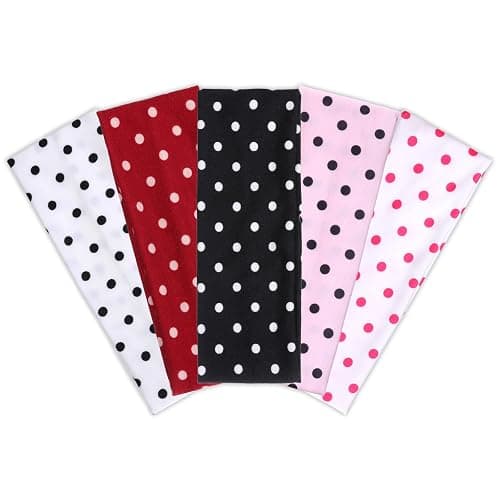 Josojoou 5Pcs Polka Dot Headband Soft Non Slip Headbands Fashion Elastic Wide Headband Yoga Workout Hair Accessories for Women Girls Cosplay Party Hair Styling Decor thumbnail 2