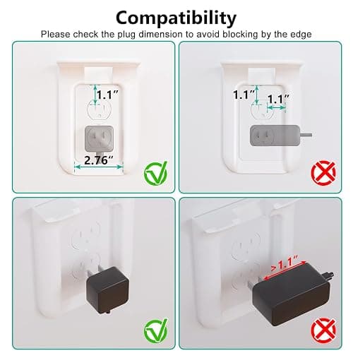 WALI Outlet Shelf Wall Holder,Bathroom Walls Shelves up to 10lbs Standard Vertical Duplex Wall Shelf Organizer for Smart Home Decor Space Saving Power Tools, Toothbrush (OLS002-W), 2 Pack, White thumbnail 4