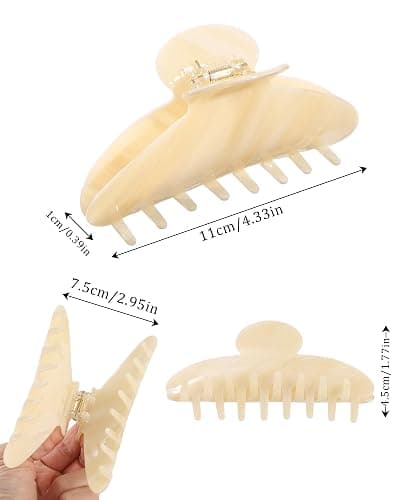 HAIMEIKANG Large Acetate 4 Inch Hair Claw Clip for Women - French Style Hair Claws for Thick Hair with Non-Slip Teeth, Hair Accessories for Updos, Buns & Ponytails thumbnail 3