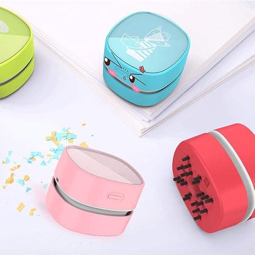 ODISTAR Desktop Vacuum Cleaner,Mini Table dust Sweeper Energy Saving,High Endurance up to 400 mins,Cordless&360º Rotatable for Cleaning Hairs,Crumbs,Computer Keyboard of Gifts for Kids (Pink) thumbnail 5