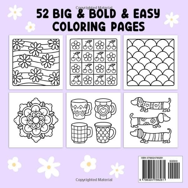 Comfy Patterns: Coloring Book for Adults and Kids, Bold and Easy, Simple and Big Designs for Relaxation Featuring Lovely Cozy Pattern and Mandala thumbnail 2